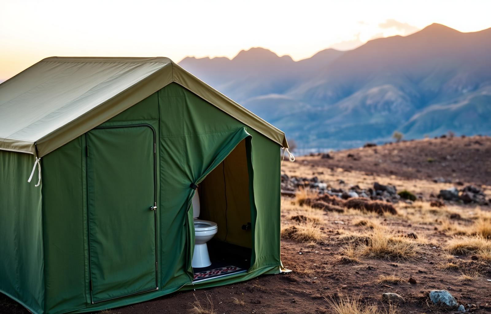 Private toilet tent at a Kilimanjaro mountain camp