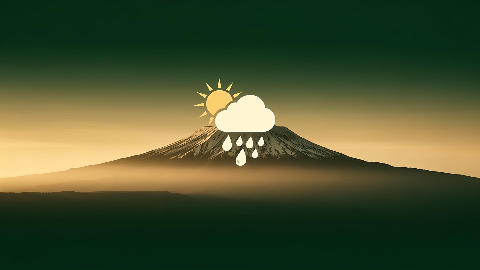 Mount Kilimanjaro with weather icon